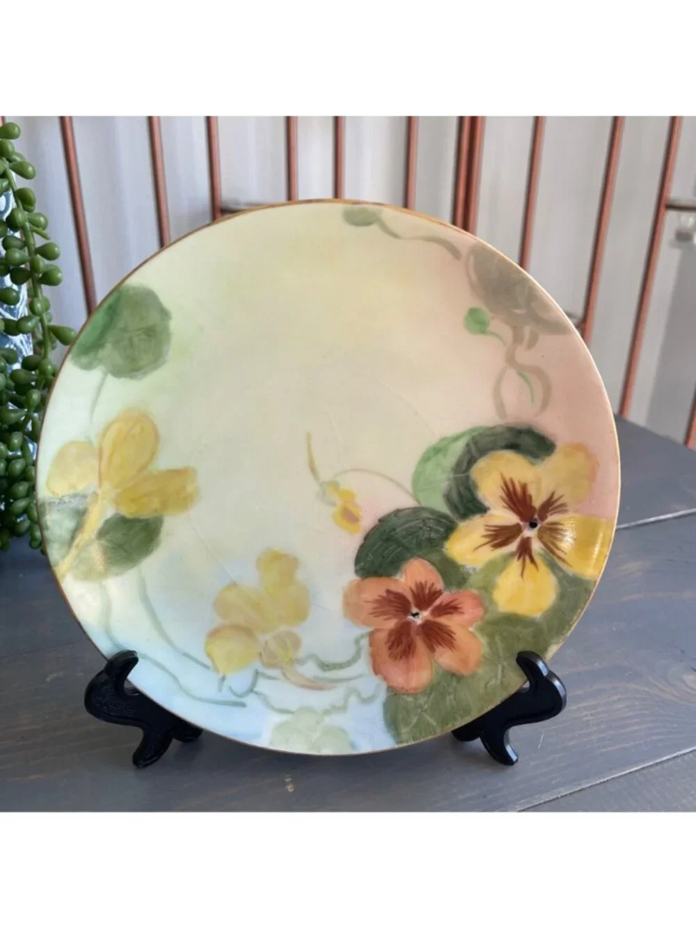 Antique The Geo H. Bowman Co Hand Painted Floral Plate